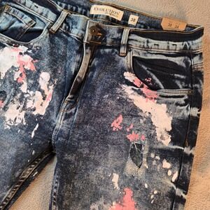 Evolution In Design Slim Fit Paint Splatter Acid Wash Jeans Mens 38x34 NEW NWT